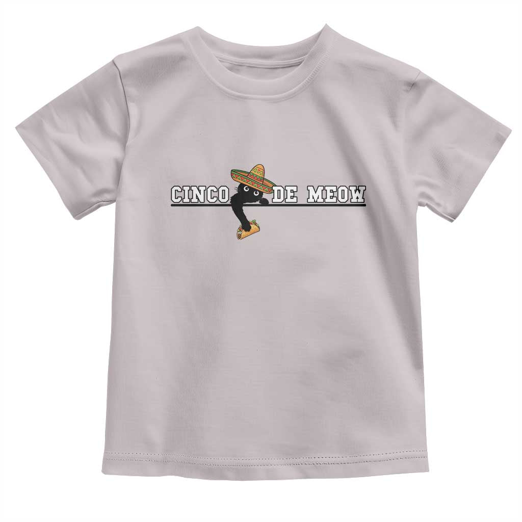 Funny Cinco De Meow Toddler T Shirt Cute Black Cat Eating Taco TS12 Ice Gray Print Your Wear