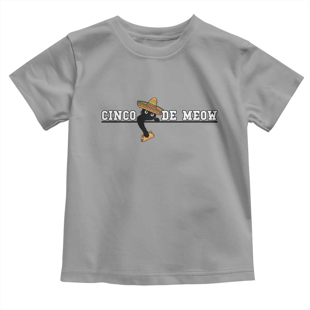 Funny Cinco De Meow Toddler T Shirt Cute Black Cat Eating Taco TS12 Sport Gray Print Your Wear