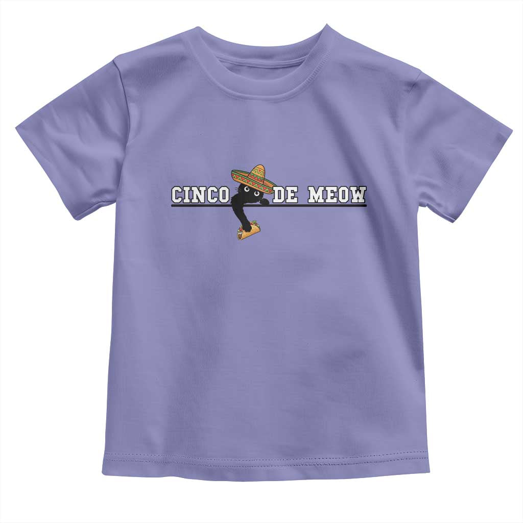 Funny Cinco De Meow Toddler T Shirt Cute Black Cat Eating Taco TS12 Violet Print Your Wear