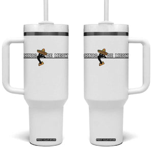 Funny Cinco De Meow Tumbler With Handle Cute Black Cat Eating Taco TS12 One Size: 40 oz White Print Your Wear