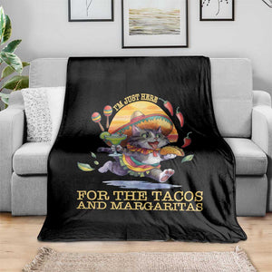 Funny Cinco De Mayo Cat Throw Blanket Just Here For The Tacos And Margaritas TS12 Print Your Wear