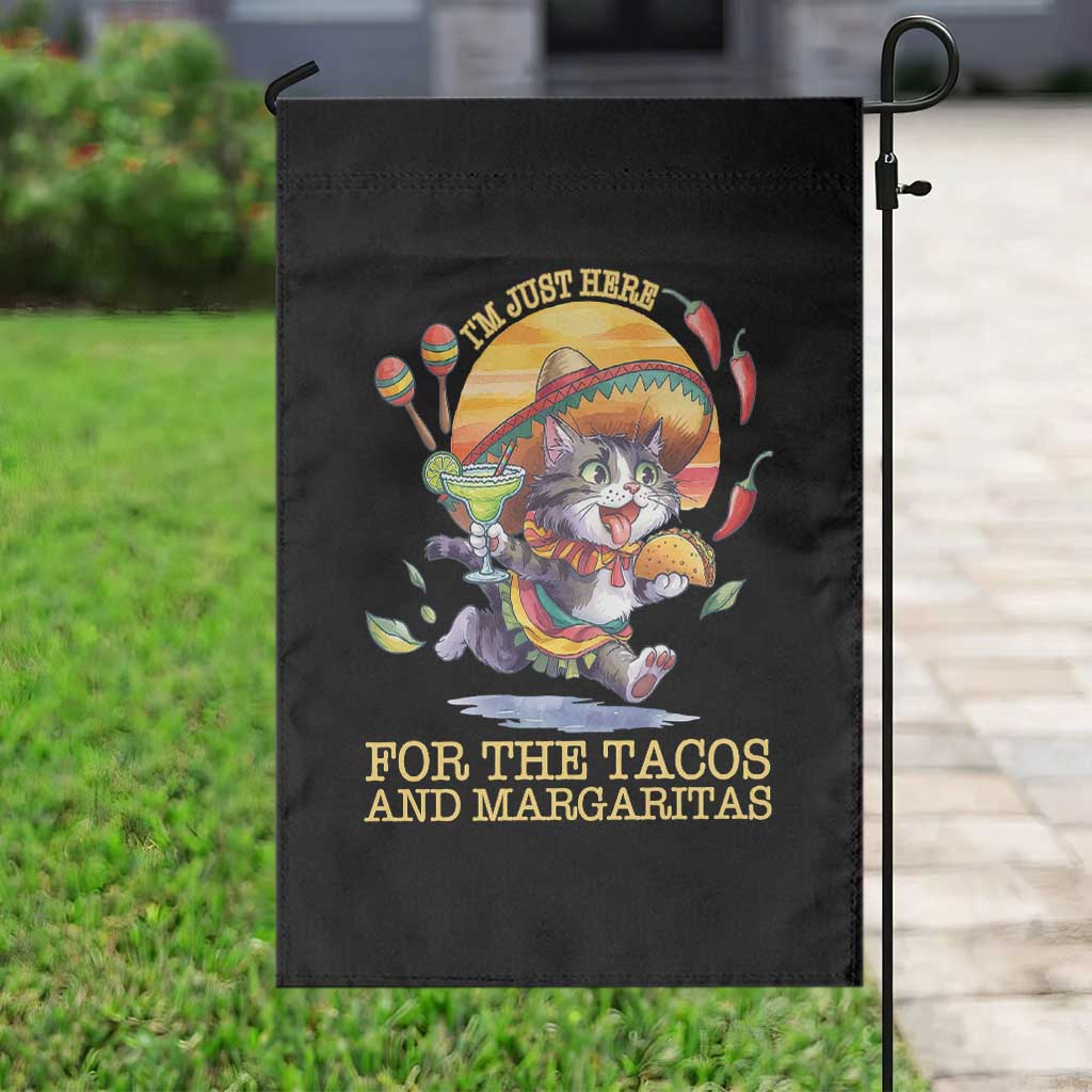 Funny Cinco De Mayo Cat Garden Flag Just Here For The Tacos And Margaritas TS12 Print Your Wear