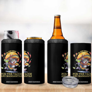 Funny Cinco De Mayo Cat 4 in 1 Can Cooler Tumbler Just Here For The Tacos And Margaritas TS12 Print Your Wear