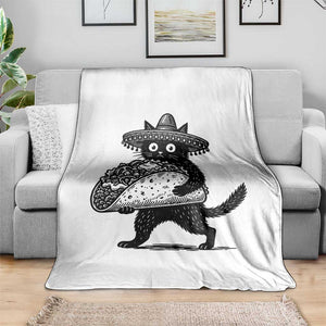 Funny Cinco De Mayo Black Cat With Taco Throw Blanket Mexican Food Gift TS12 Print Your Wear