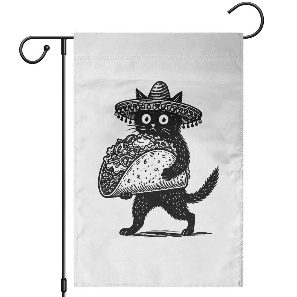 Funny Cinco De Mayo Black Cat With Taco Garden Flag Mexican Food Gift TS12 White Print Your Wear