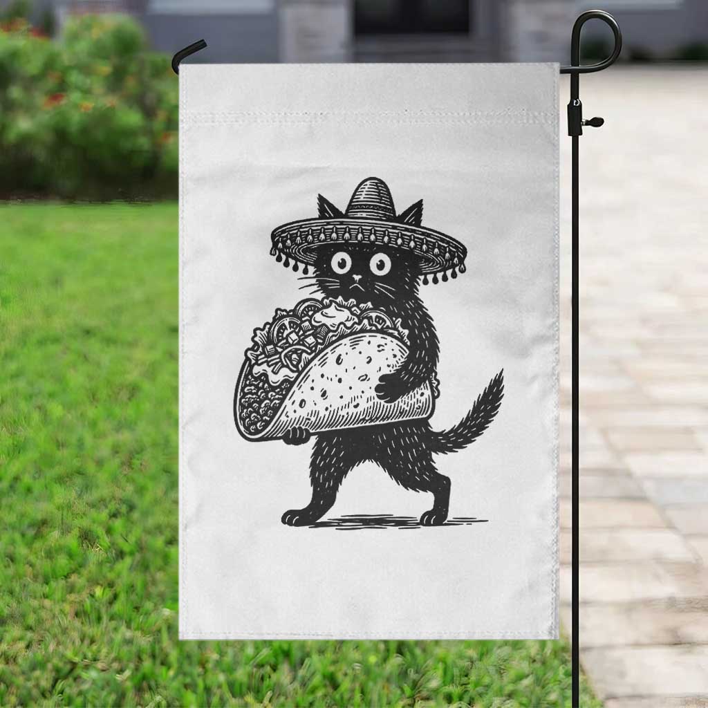 Funny Cinco De Mayo Black Cat With Taco Garden Flag Mexican Food Gift TS12 Print Your Wear