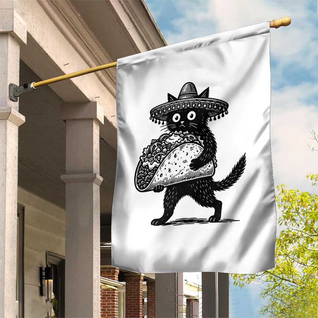 Funny Cinco De Mayo Black Cat With Taco Garden Flag Mexican Food Gift TS12 Print Your Wear