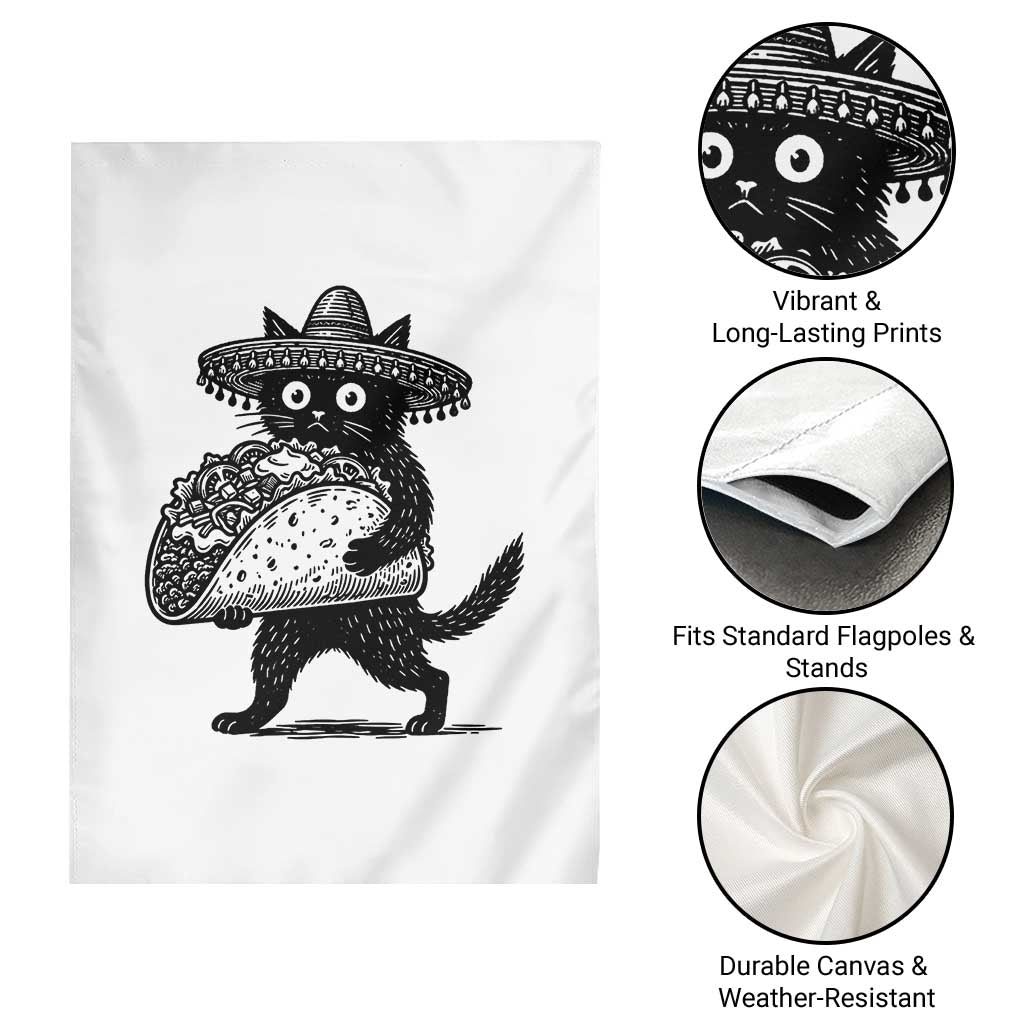 Funny Cinco De Mayo Black Cat With Taco Garden Flag Mexican Food Gift TS12 Print Your Wear