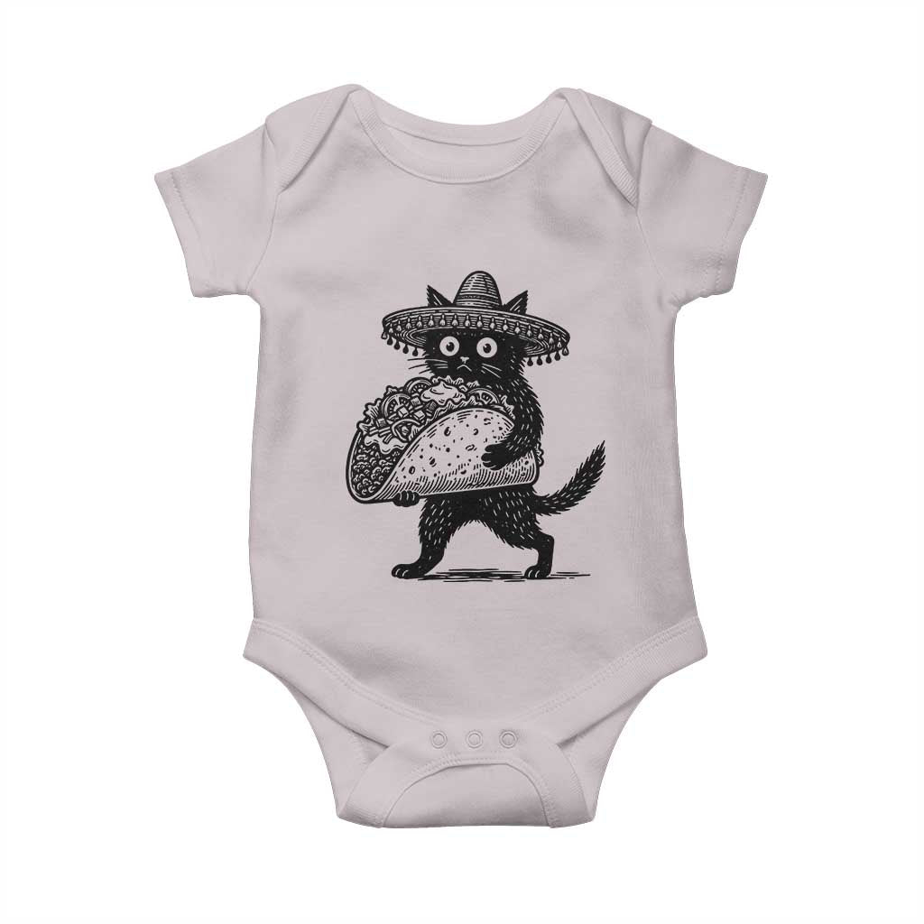 Funny Cinco De Mayo Black Cat With Taco Baby Onesie Mexican Food Gift TS12 Ice Gray Print Your Wear