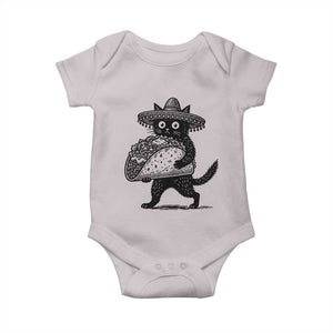 Funny Cinco De Mayo Black Cat With Taco Baby Onesie Mexican Food Gift TS12 Ice Gray Print Your Wear
