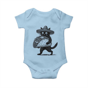 Funny Cinco De Mayo Black Cat With Taco Baby Onesie Mexican Food Gift TS12 Light Blue Print Your Wear