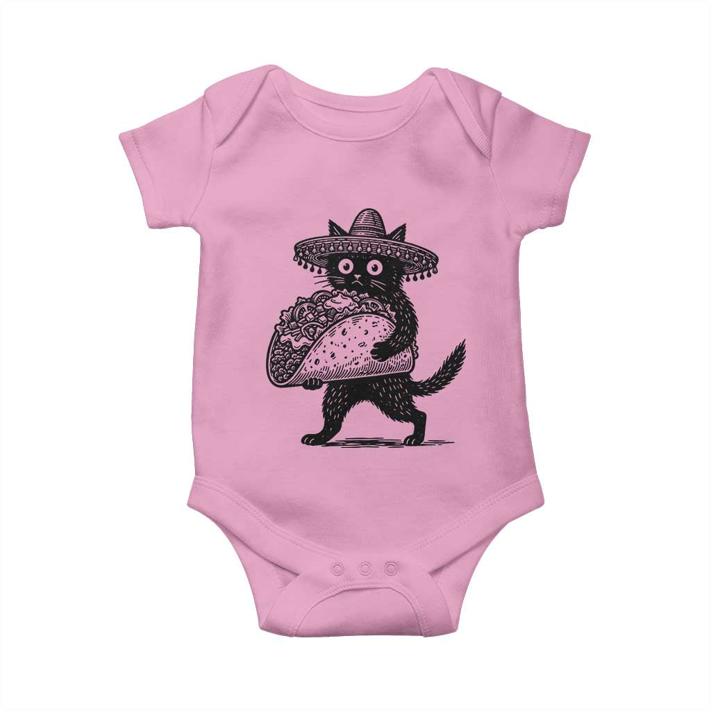 Funny Cinco De Mayo Black Cat With Taco Baby Onesie Mexican Food Gift TS12 Light Pink Print Your Wear