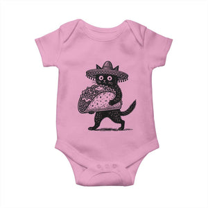 Funny Cinco De Mayo Black Cat With Taco Baby Onesie Mexican Food Gift TS12 Light Pink Print Your Wear