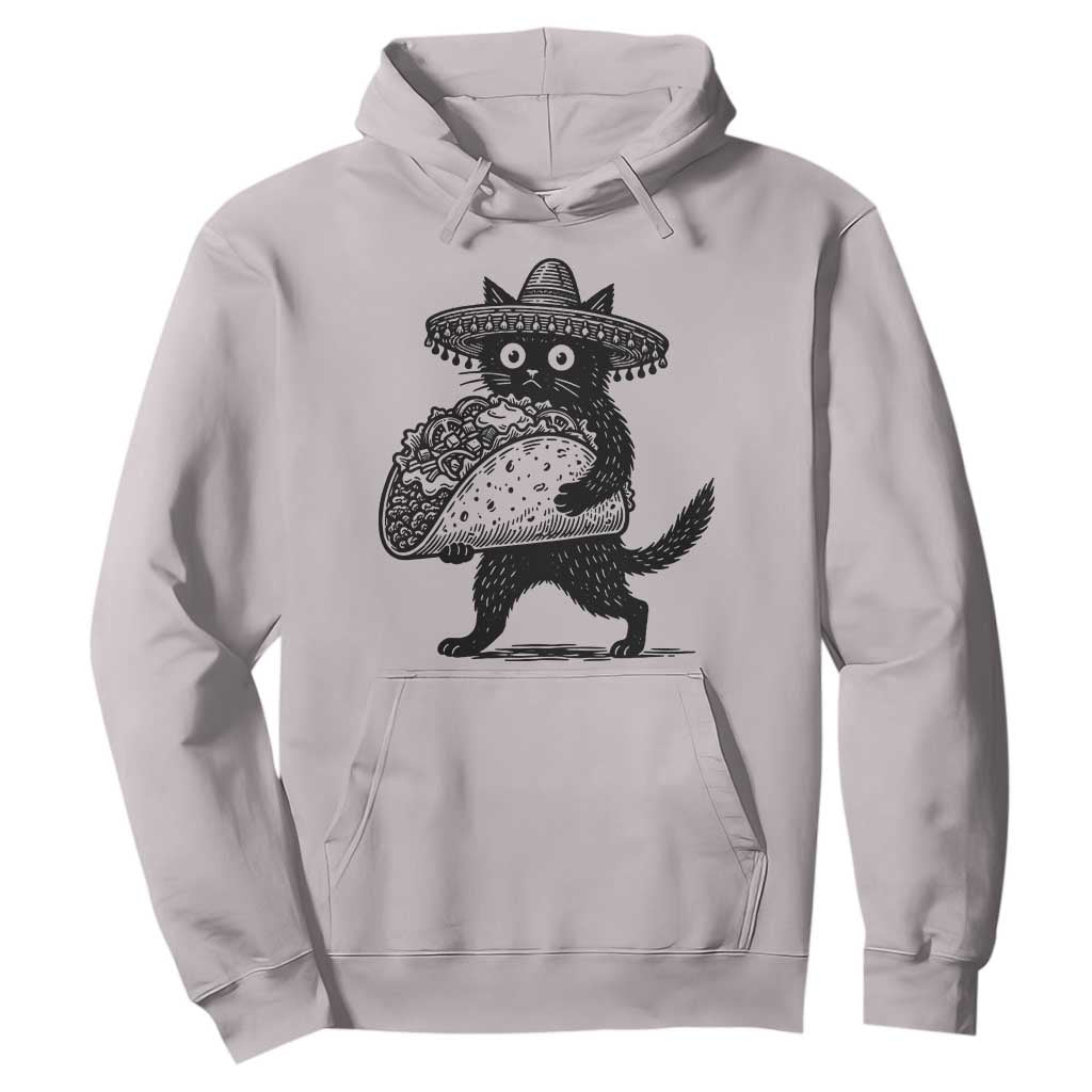 Funny Cinco De Mayo Black Cat With Taco Hoodie Mexican Food Gift TS12 Ice Gray Print Your Wear