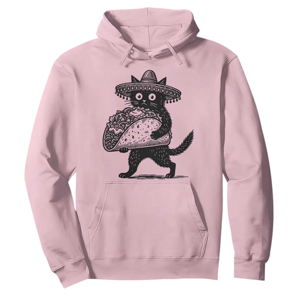 Funny Cinco De Mayo Black Cat With Taco Hoodie Mexican Food Gift TS12 Light Pink Print Your Wear