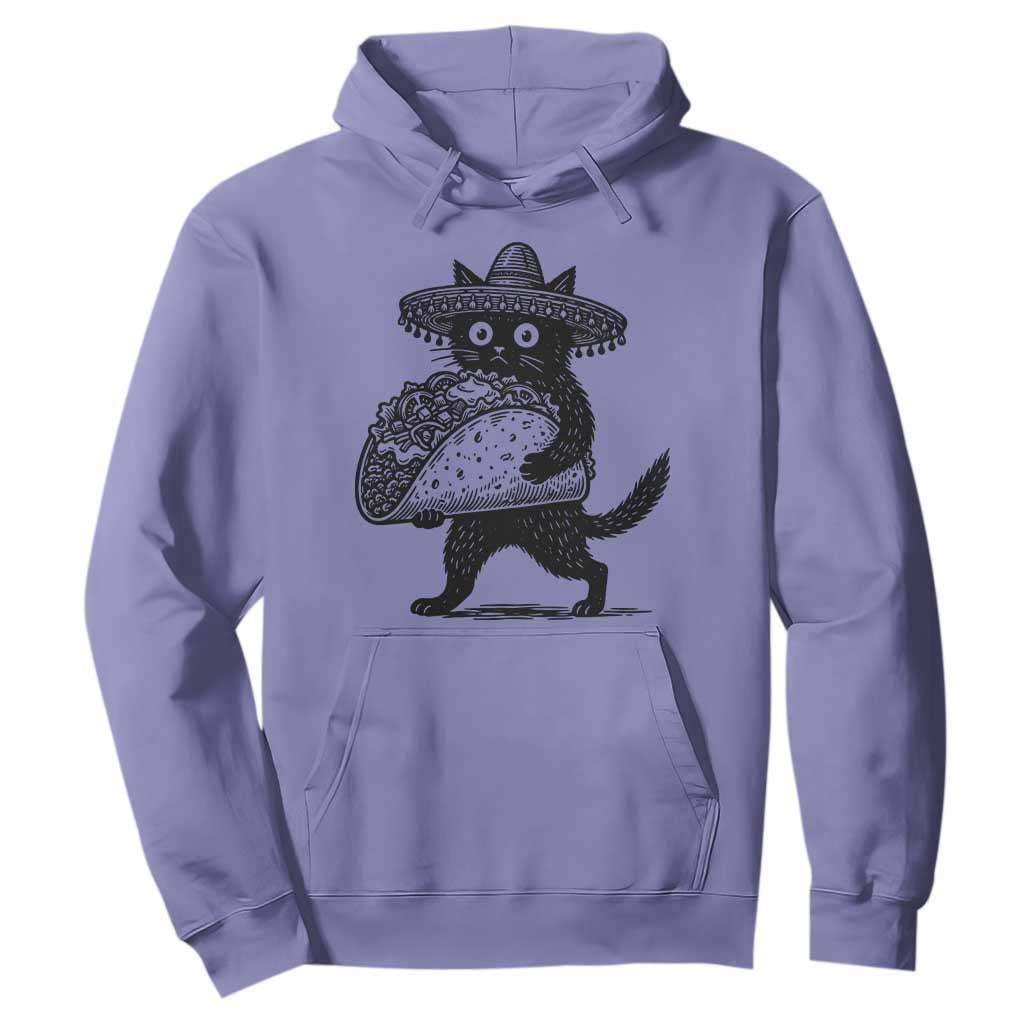 Funny Cinco De Mayo Black Cat With Taco Hoodie Mexican Food Gift TS12 Violet Print Your Wear