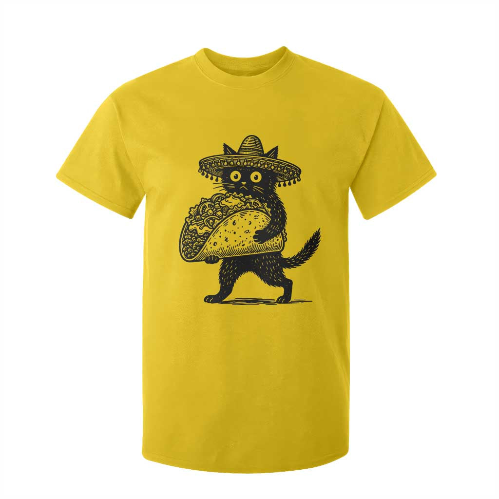 Funny Cinco De Mayo Black Cat With Taco T Shirt For Kid Mexican Food Gift TS12 Daisy Print Your Wear