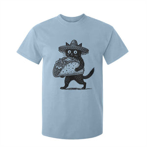 Funny Cinco De Mayo Black Cat With Taco T Shirt For Kid Mexican Food Gift TS12 Light Blue Print Your Wear