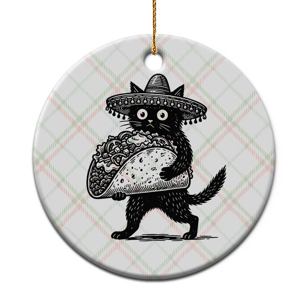 Funny Cinco De Mayo Black Cat With Taco Ceramic Ornament Mexican Food Gift TS12 1pc Christmas Plaid Print Your Wear