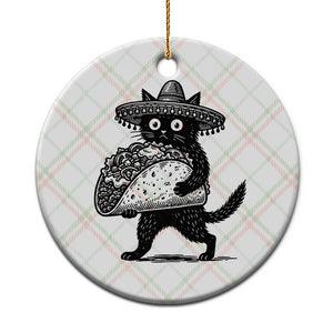 Funny Cinco De Mayo Black Cat With Taco Ceramic Ornament Mexican Food Gift TS12 1pc Christmas Plaid Print Your Wear