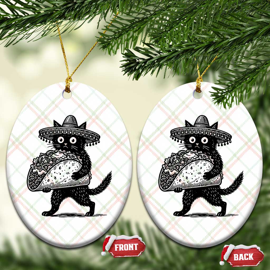 Funny Cinco De Mayo Black Cat With Taco Ceramic Ornament Mexican Food Gift TS12 Print Your Wear