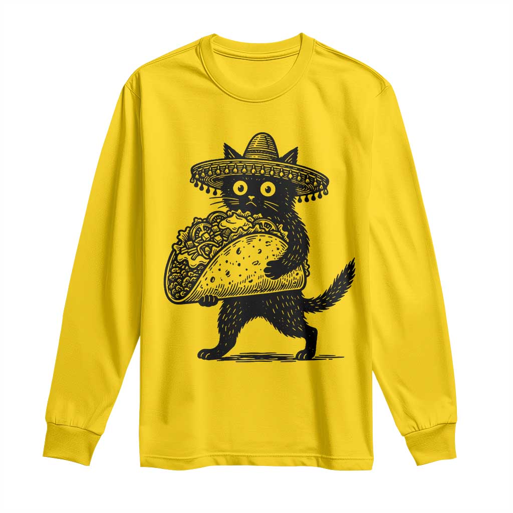 Funny Cinco De Mayo Black Cat With Taco Long Sleeve Shirt Mexican Food Gift TS12 Daisy Print Your Wear