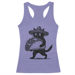 Funny Cinco De Mayo Black Cat With Taco Racerback Tank Top Mexican Food Gift TS12 Violet Print Your Wear