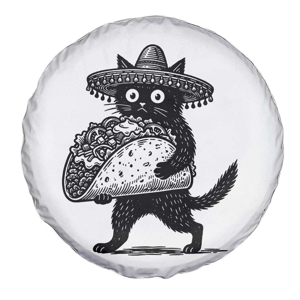 Funny Cinco De Mayo Black Cat With Taco Spare Tire Cover Mexican Food Gift TS12 Print Your Wear
