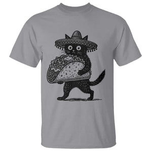 Funny Cinco De Mayo Black Cat With Taco T Shirt Mexican Food Gift TS12 Sport Gray Print Your Wear