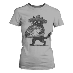 Funny Cinco De Mayo Black Cat With Taco T Shirt For Women Mexican Food Gift TS12 Sport Gray Print Your Wear