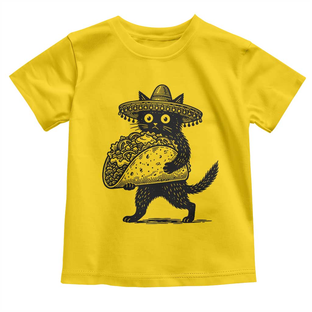 Funny Cinco De Mayo Black Cat With Taco Toddler T Shirt Mexican Food Gift TS12 Daisy Print Your Wear