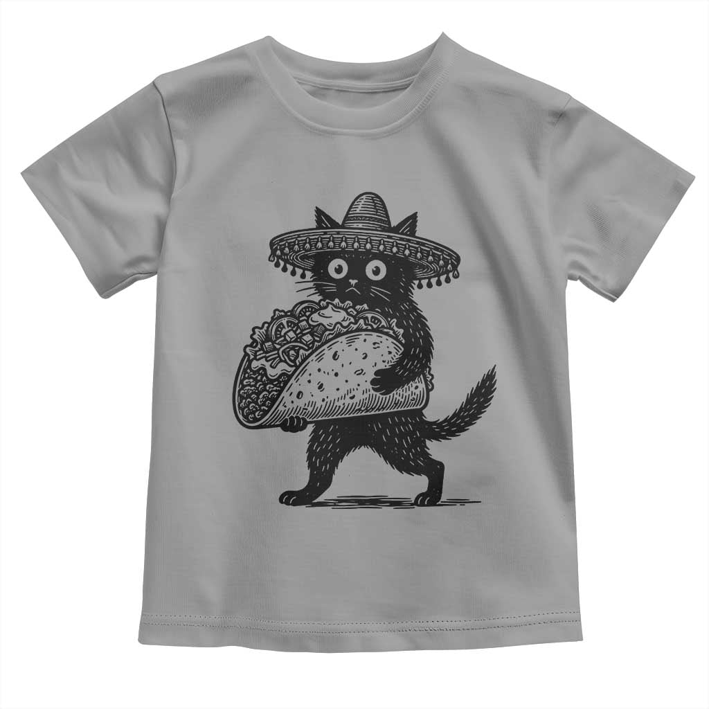Funny Cinco De Mayo Black Cat With Taco Toddler T Shirt Mexican Food Gift TS12 Sport Gray Print Your Wear