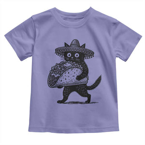 Funny Cinco De Mayo Black Cat With Taco Toddler T Shirt Mexican Food Gift TS12 Violet Print Your Wear