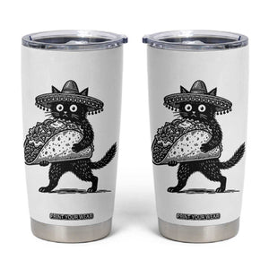 Funny Cinco De Mayo Black Cat With Taco Tumbler Cup Mexican Food Gift TS12 White Print Your Wear