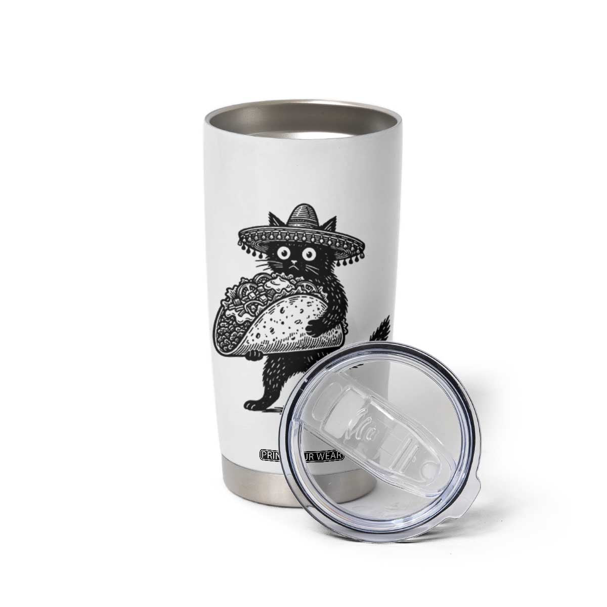 Funny Cinco De Mayo Black Cat With Taco Tumbler Cup Mexican Food Gift TS12 Print Your Wear