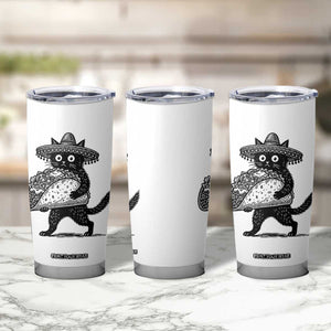 Funny Cinco De Mayo Black Cat With Taco Tumbler Cup Mexican Food Gift TS12 Print Your Wear