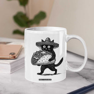 Funny Cinco De Mayo Black Cat With Taco Coffee Mug Mexican Food Gift TS12 Print Your Wear