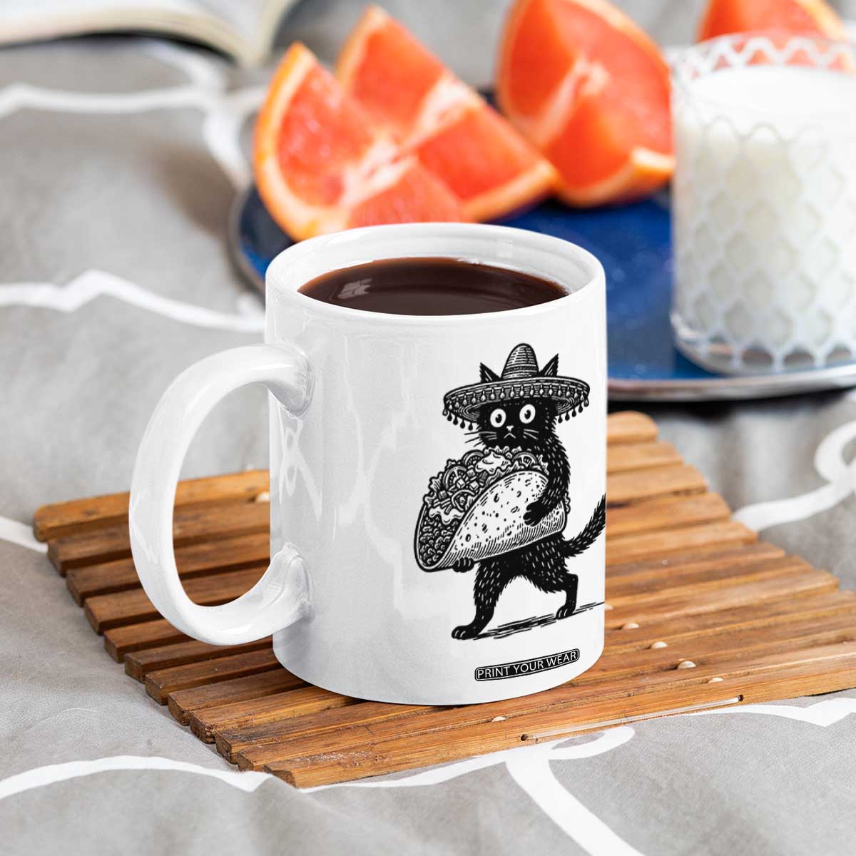 Funny Cinco De Mayo Black Cat With Taco Coffee Mug Mexican Food Gift TS12 Print Your Wear