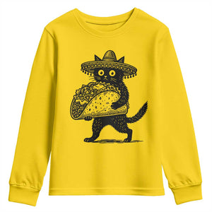 Funny Cinco De Mayo Black Cat With Taco Youth Sweatshirt Mexican Food Gift TS12 Daisy Print Your Wear