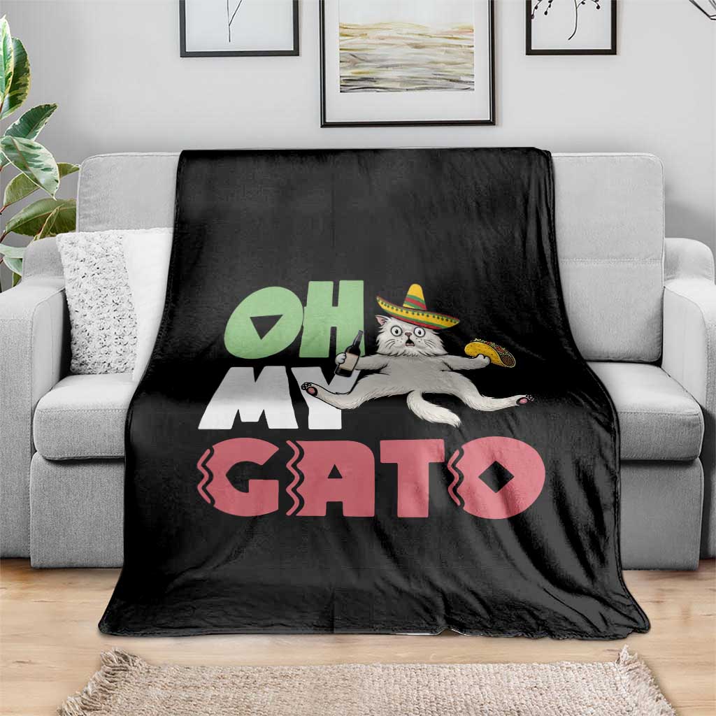 Funny Cinco De Mayo Drunk Cat Throw Blanket Oh My Gato TS12 Print Your Wear