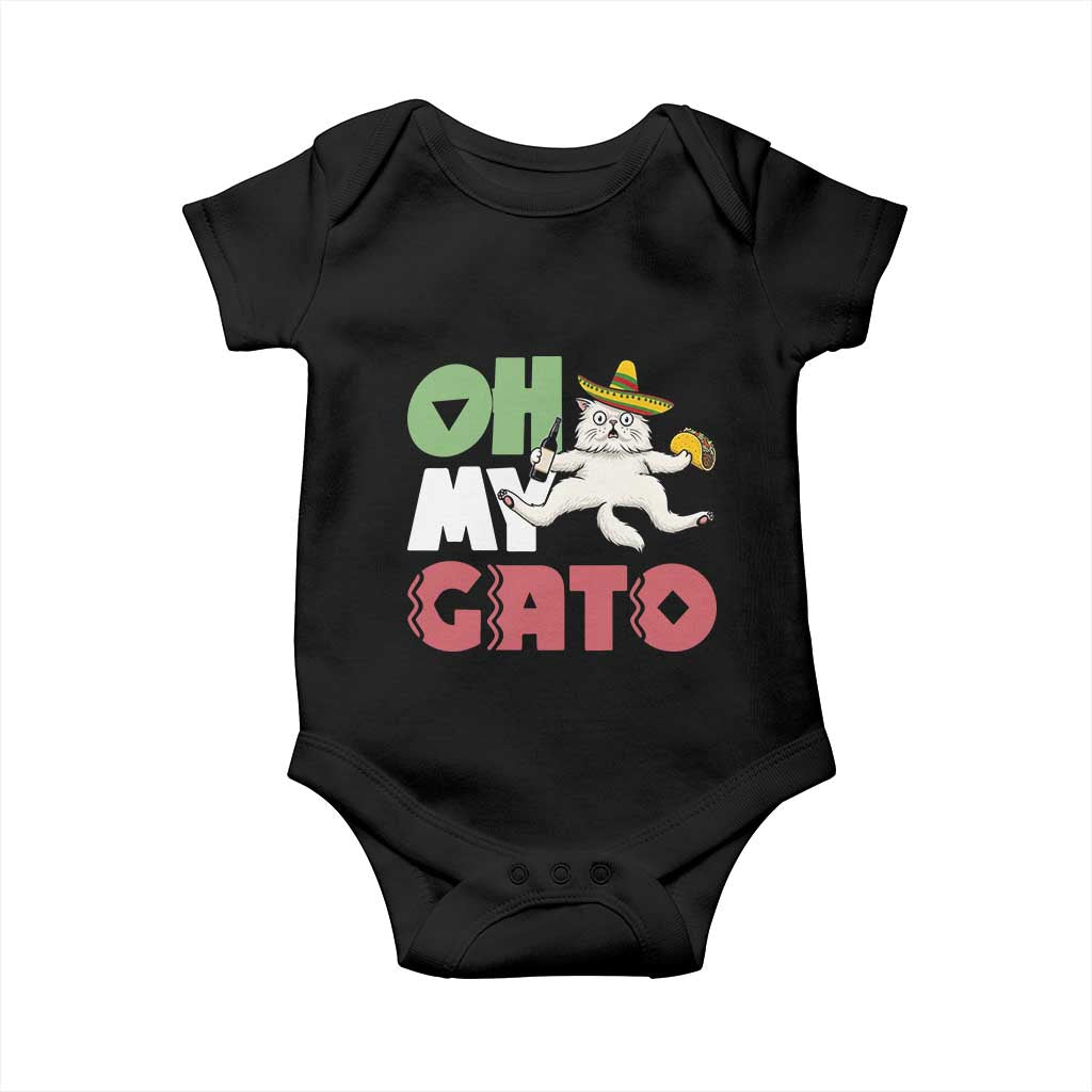 Funny Cinco De Mayo Drunk Cat Baby Onesie Oh My Gato TS12 Black Print Your Wear