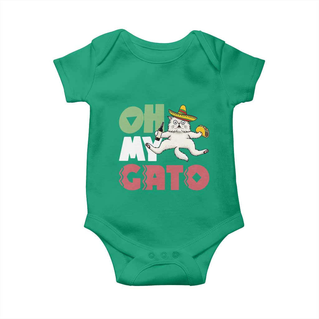 Funny Cinco De Mayo Drunk Cat Baby Onesie Oh My Gato TS12 Irish Green Print Your Wear