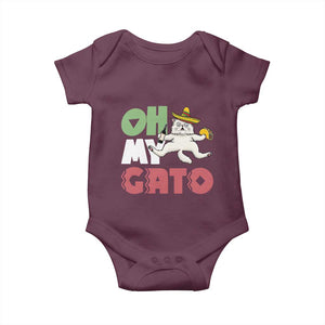 Funny Cinco De Mayo Drunk Cat Baby Onesie Oh My Gato TS12 Maroon Print Your Wear
