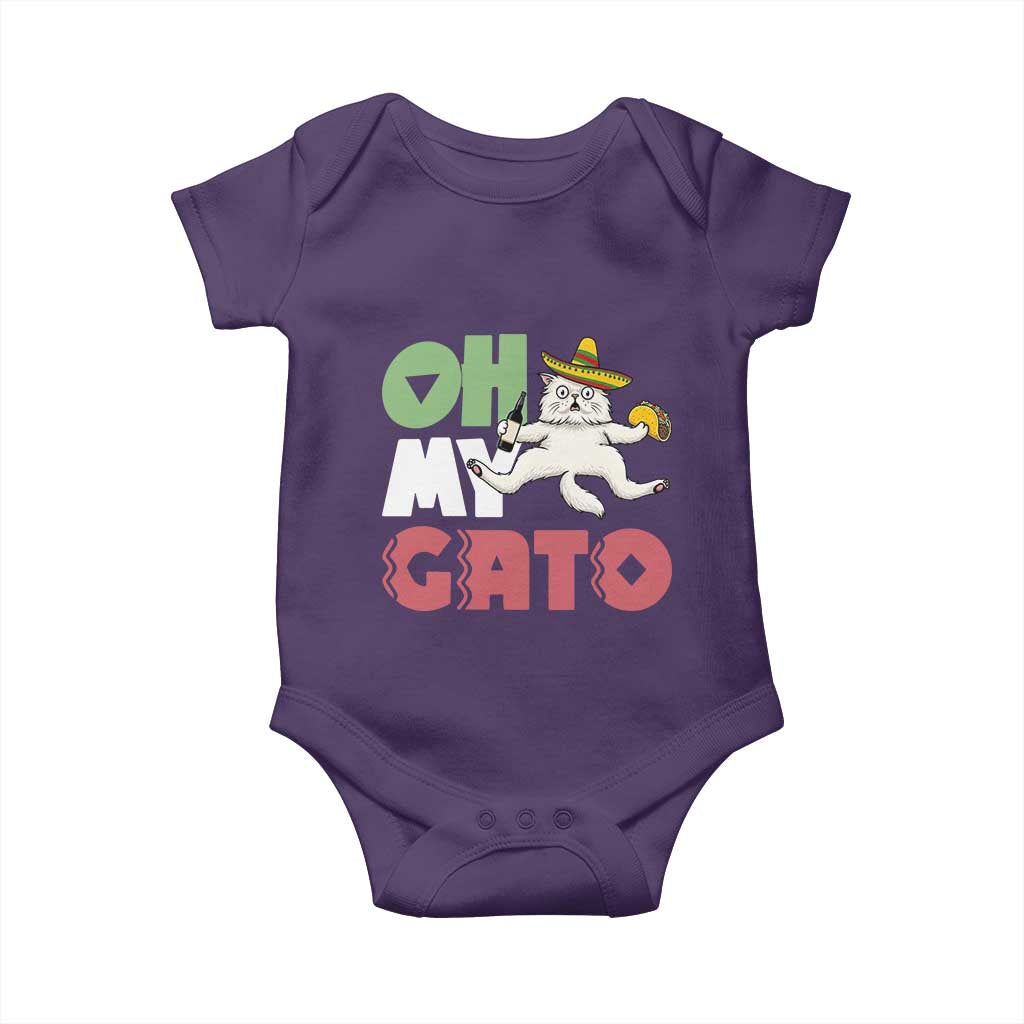 Funny Cinco De Mayo Drunk Cat Baby Onesie Oh My Gato TS12 Purple Print Your Wear