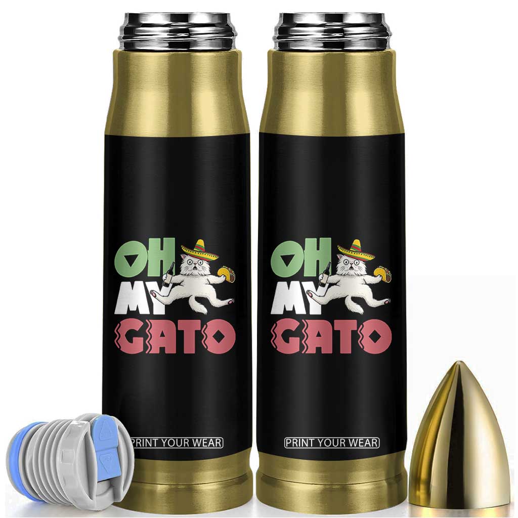 Funny Cinco De Mayo Drunk Cat Bullet Tumbler Oh My Gato TS12 Black Print Your Wear