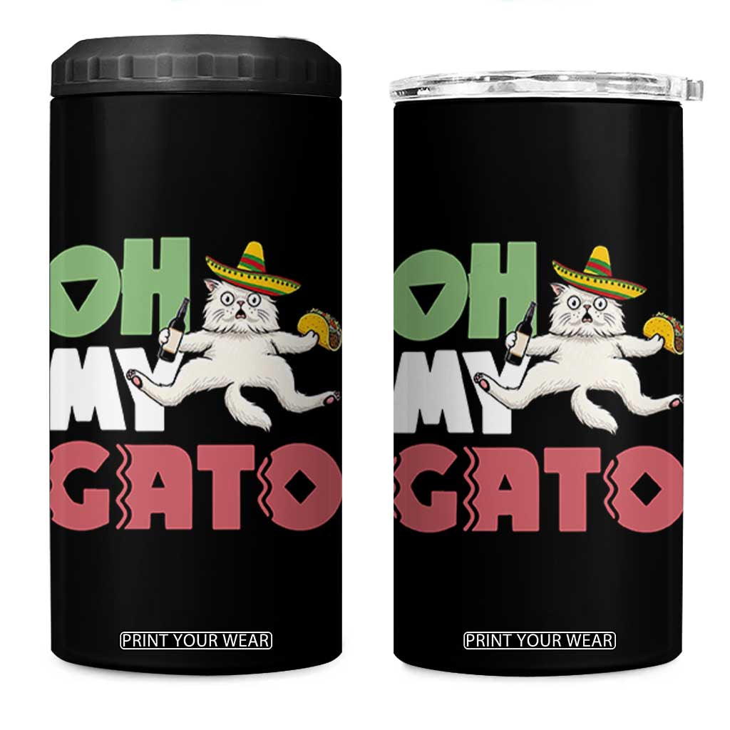Funny Cinco De Mayo Drunk Cat 4 in 1 Can Cooler Tumbler Oh My Gato TS12 One Size: 16 oz Black Print Your Wear