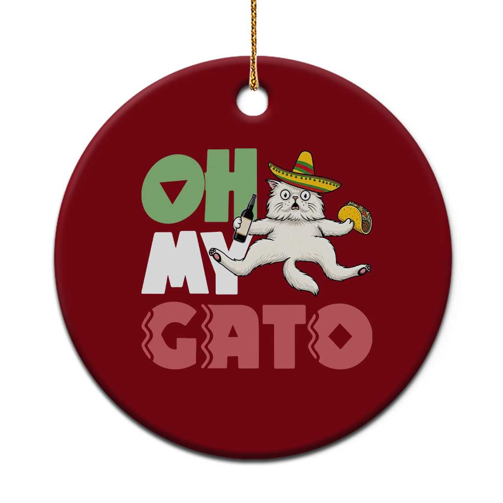 Funny Cinco De Mayo Drunk Cat Ceramic Ornament Oh My Gato TS12 1pc Red Print Your Wear