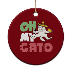 Funny Cinco De Mayo Drunk Cat Ceramic Ornament Oh My Gato TS12 1pc Red Print Your Wear