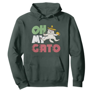 Funny Cinco De Mayo Drunk Cat Hoodie Oh My Gato TS12 Dark Forest Green Print Your Wear