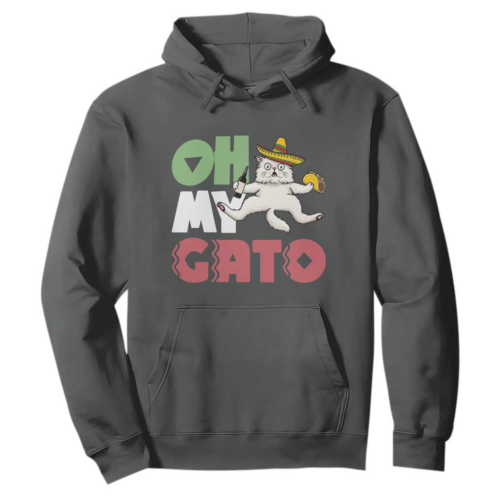 Funny Cinco De Mayo Drunk Cat Hoodie Oh My Gato TS12 Dark Heather Print Your Wear